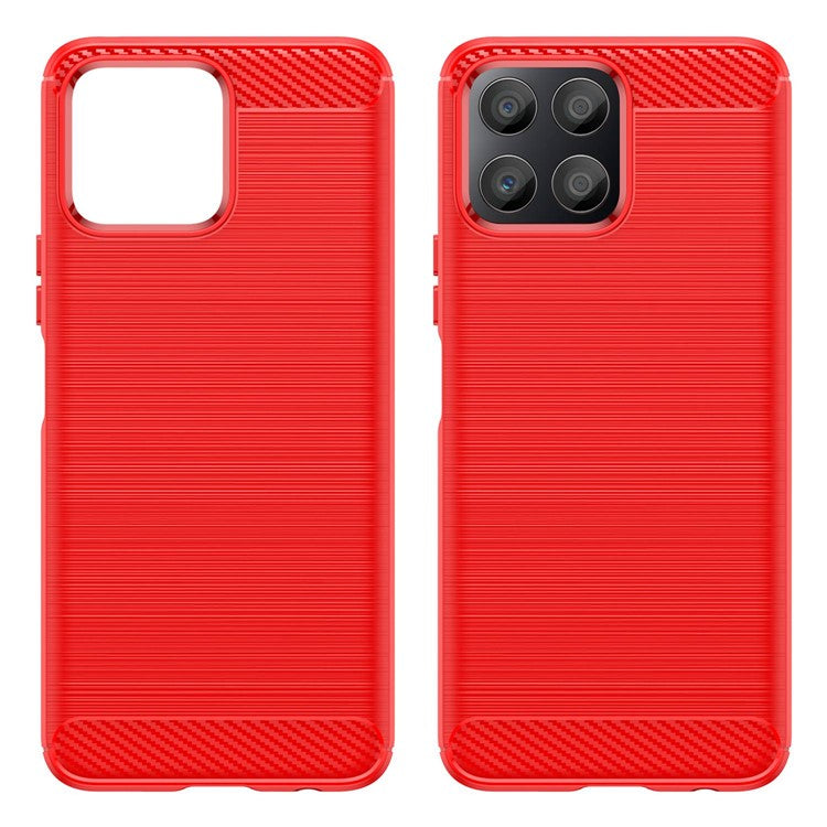 TPU Phone Case for Honor X30i Anti-Fall Shockproof Case Carbon Fiber Texture Brushed Phone Cover - Red