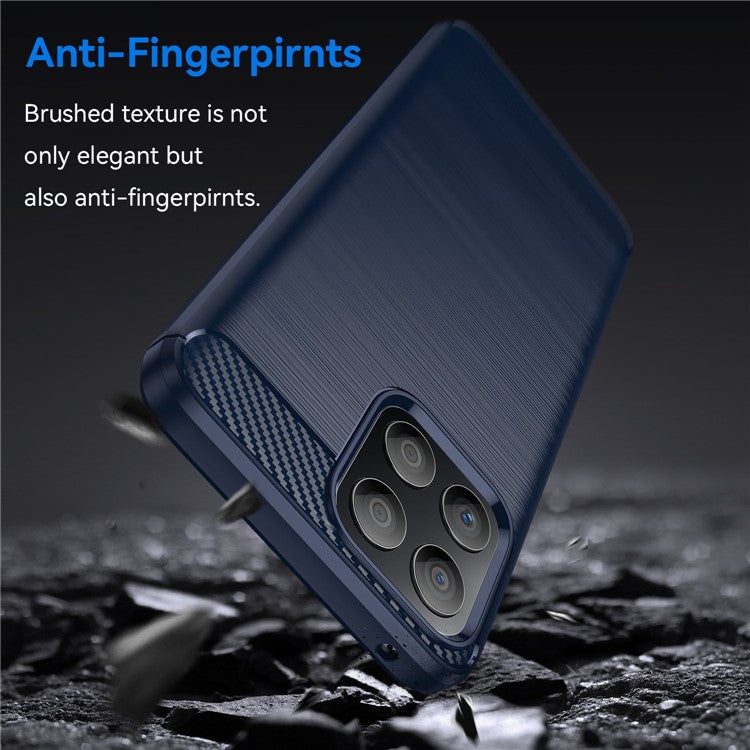 TPU Phone Case for Honor X30i Anti-Fall Shockproof Case Carbon Fiber Texture Brushed Phone Cover - Blue