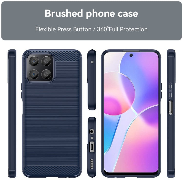 TPU Phone Case for Honor X30i Anti-Fall Shockproof Case Carbon Fiber Texture Brushed Phone Cover - Blue