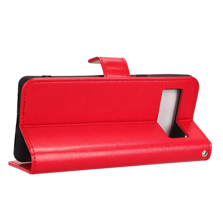 For Google Pixel 7 5G Magnetic Clasp Protective Phone Case Foldable Stand Crazy Horse Texture PU Leather Wallet Cover - Red