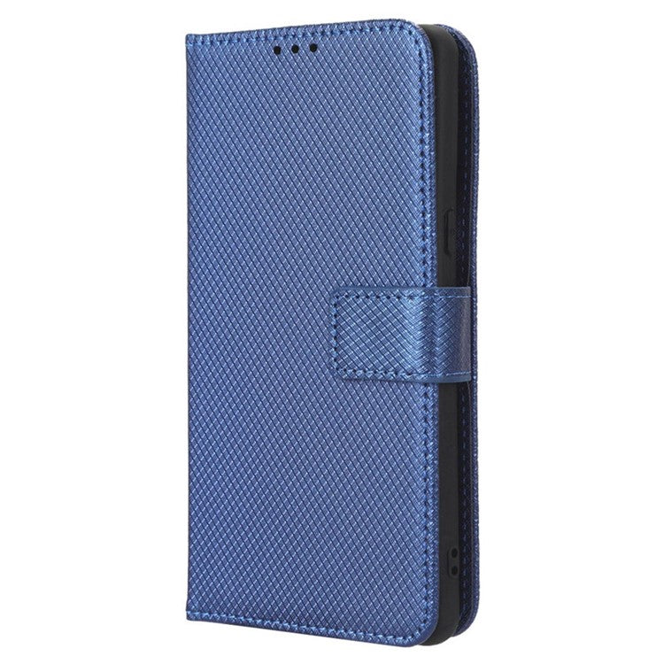 For Google Pixel 7 5G Anti-wear Phone Case Diamond Texture PU Leather Cellphone Flip Wallet Cover with Stand - Blue