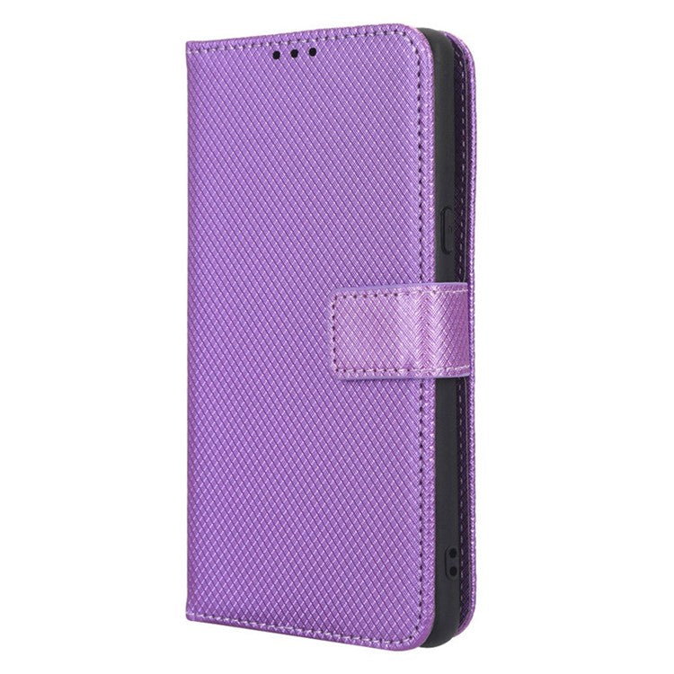 For Google Pixel 7 5G Anti-wear Phone Case Diamond Texture PU Leather Cellphone Flip Wallet Cover with Stand - Purple