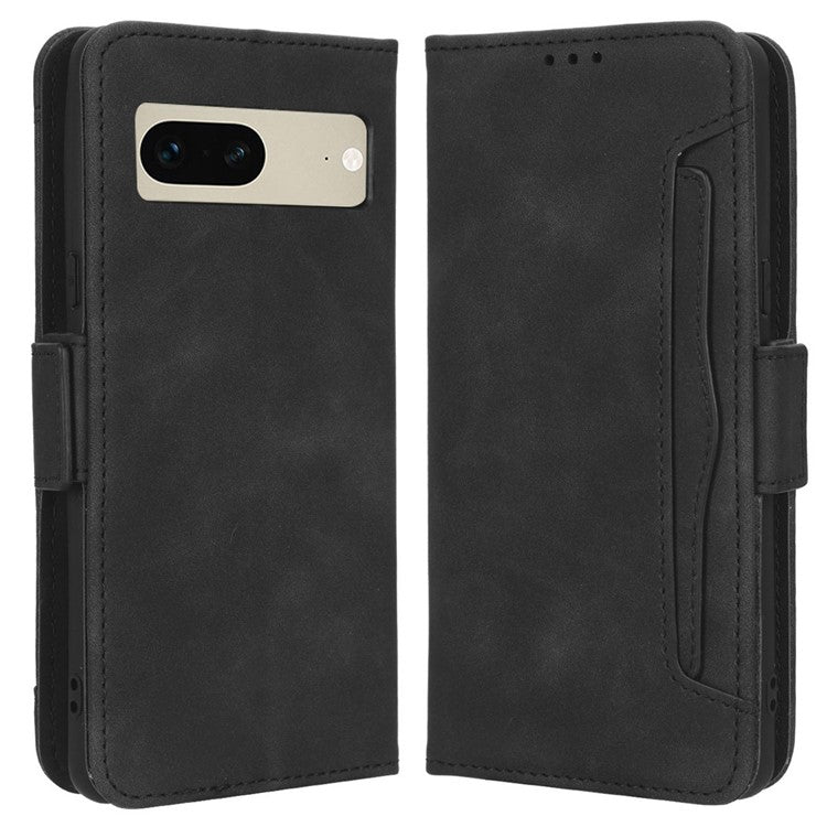 Shockproof Phone Cover For Google Pixel 7 5G, PU Leather Wallet Case Dual Magnetic Clasp Phone Shell with Stand Card Holder - Black