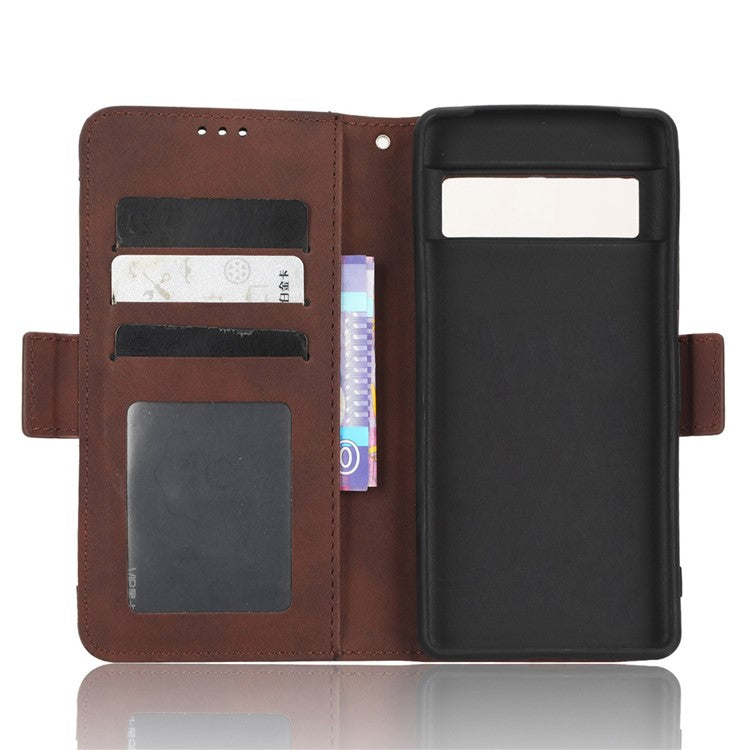 Shockproof Phone Cover For Google Pixel 7 5G, PU Leather Wallet Case Dual Magnetic Clasp Phone Shell with Stand Card Holder - Brown