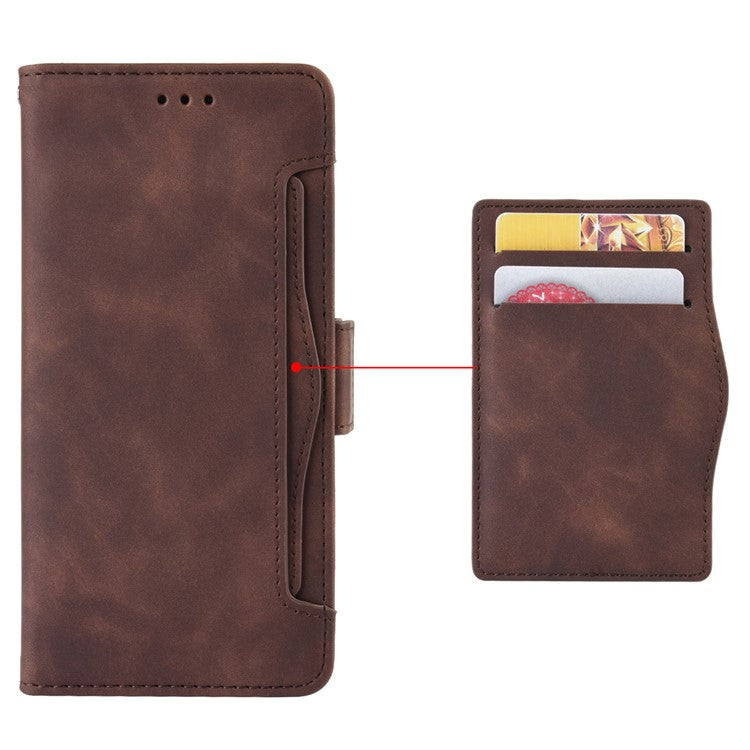 Shockproof Phone Cover For Google Pixel 7 5G, PU Leather Wallet Case Dual Magnetic Clasp Phone Shell with Stand Card Holder - Brown
