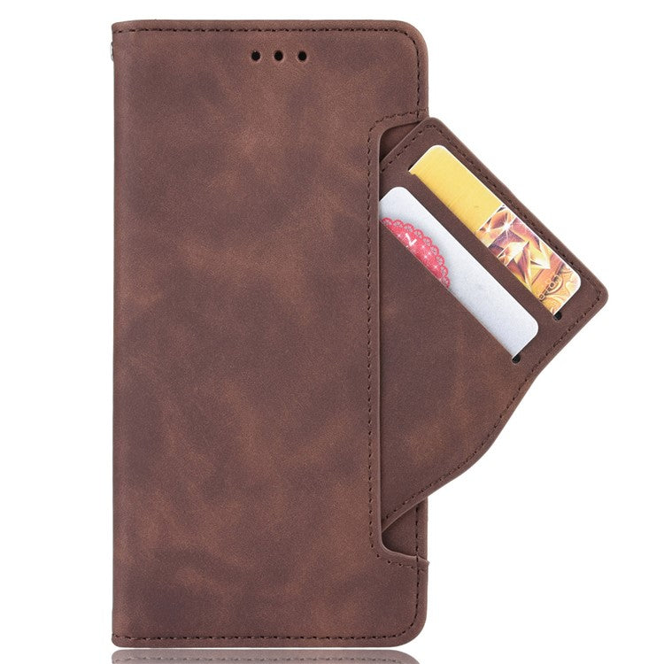 Shockproof Phone Cover For Google Pixel 7 5G, PU Leather Wallet Case Dual Magnetic Clasp Phone Shell with Stand Card Holder - Brown
