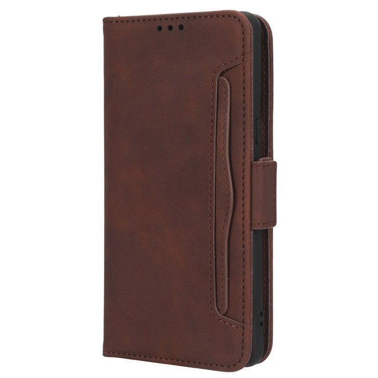 Shockproof Phone Cover For Google Pixel 7 5G, PU Leather Wallet Case Dual Magnetic Clasp Phone Shell with Stand Card Holder - Brown