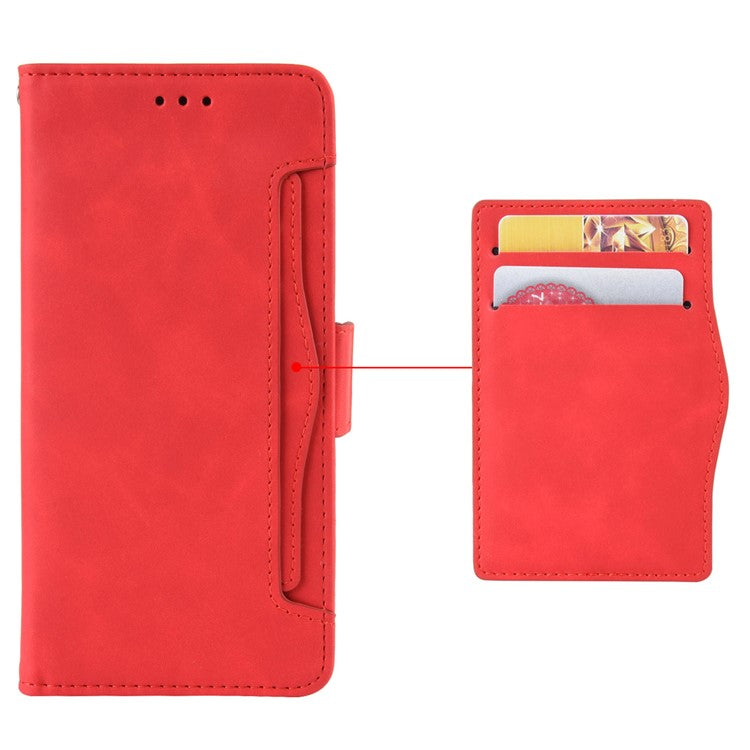 Shockproof Phone Cover For Google Pixel 7 5G, PU Leather Wallet Case Dual Magnetic Clasp Phone Shell with Stand Card Holder - Red