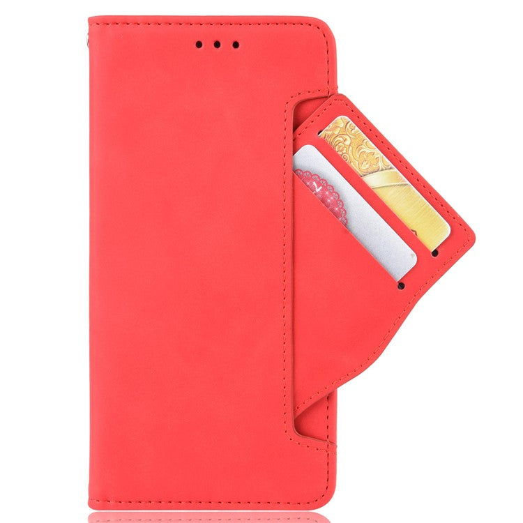 Shockproof Phone Cover For Google Pixel 7 5G, PU Leather Wallet Case Dual Magnetic Clasp Phone Shell with Stand Card Holder - Red