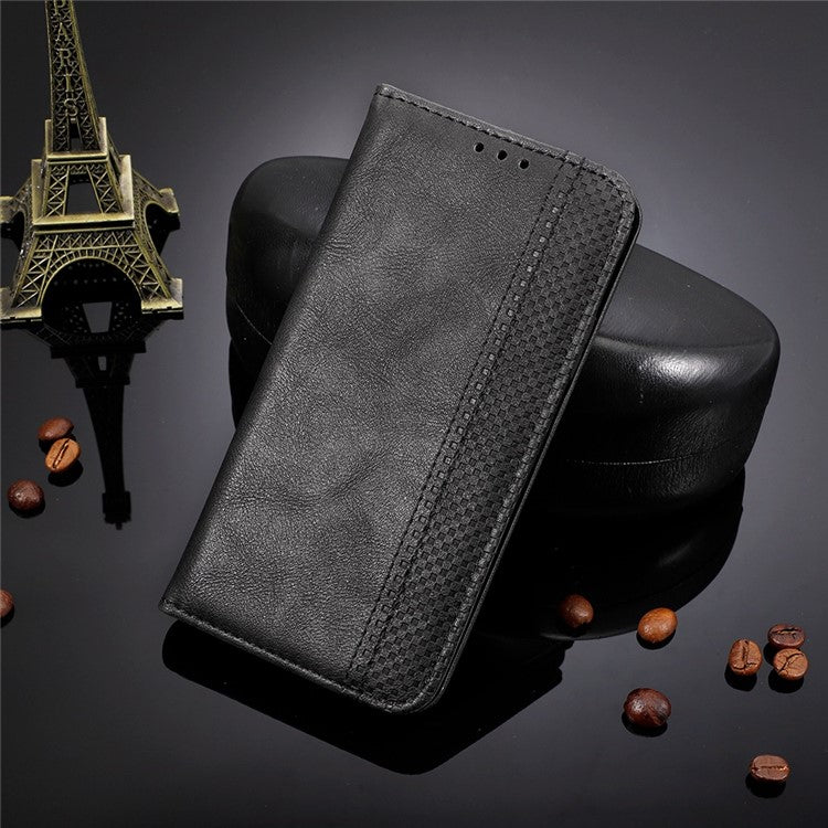 Cell Phone Cover For Google Pixel 7 5G, Wallet Case Magnetic Auto Closing PU Leather Retro Imprint Pattern Anti-Srcratch Phone Shell with Stand - Black