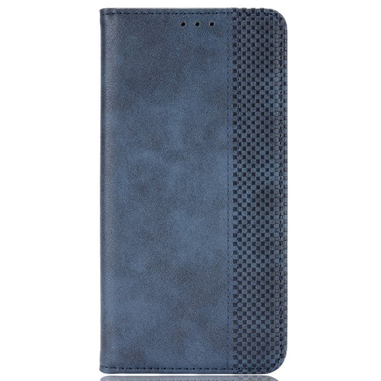For Google Pixel 7 Pro 5G Retro Imprint Pattern Magnetic Auto Closing Phone Case Anti-shock Folio Flip Leather Wallet Cover with Stand - Blue