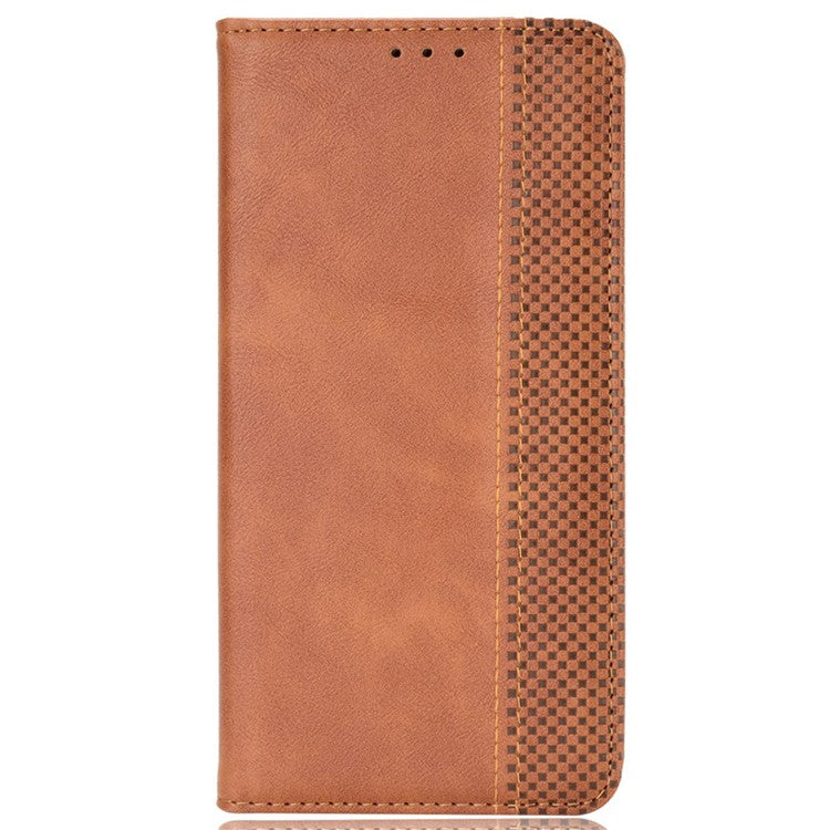 For Google Pixel 7 Pro 5G Retro Imprint Pattern Magnetic Auto Closing Phone Case Anti-shock Folio Flip Leather Wallet Cover with Stand - Brown