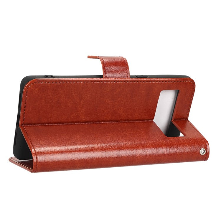 Anti-fall Phone Case For Google Pixel 7 Pro 5G, PU Leather Crazy Horse Texture Magnetic Clasp Full Protection Phone Wallet Cover with Stand - Brown