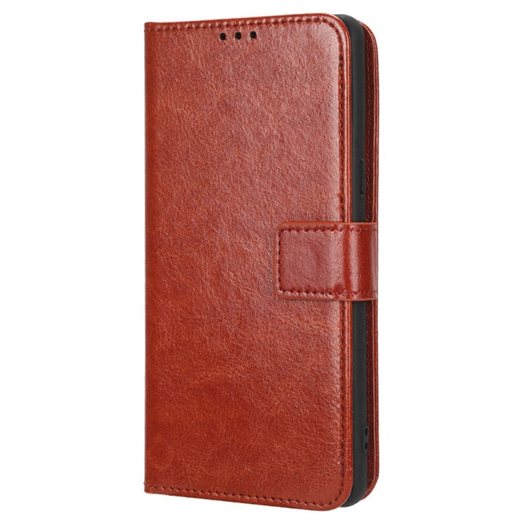 Anti-fall Phone Case For Google Pixel 7 Pro 5G, PU Leather Crazy Horse Texture Magnetic Clasp Full Protection Phone Wallet Cover with Stand - Brown