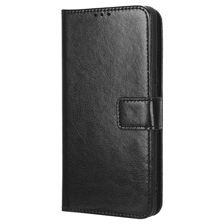 Anti-fall Phone Case For Google Pixel 7 Pro 5G, PU Leather Crazy Horse Texture Magnetic Clasp Full Protection Phone Wallet Cover with Stand - Black