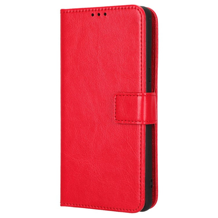Anti-fall Phone Case For Google Pixel 7 Pro 5G, PU Leather Crazy Horse Texture Magnetic Clasp Full Protection Phone Wallet Cover with Stand - Red