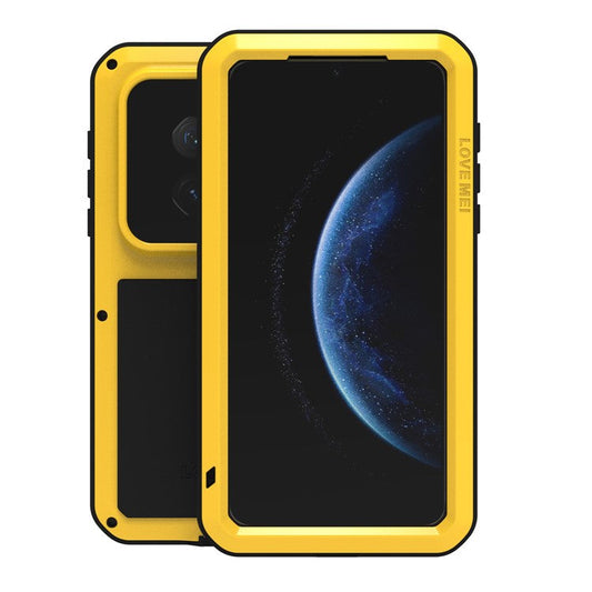 LOVE MEI For Huawei Mate 70 Pro / Mate 70 Pro+ Case Tempered Glass Screen Protector Metal + Silicone Phone Cover - Yellow