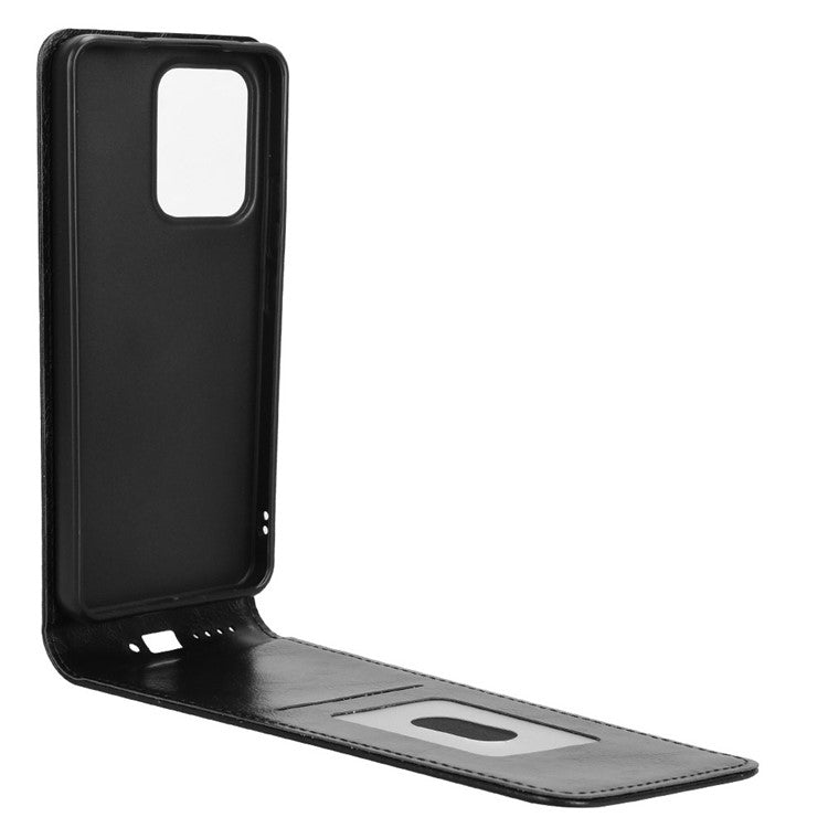 For Oppo Reno13 F 5G Case with Card Slot Magnetic Vertical Flip Leather Phone Cover - Black