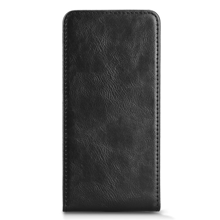 For Oppo Reno13 F 5G Case with Card Slot Magnetic Vertical Flip Leather Phone Cover - Black