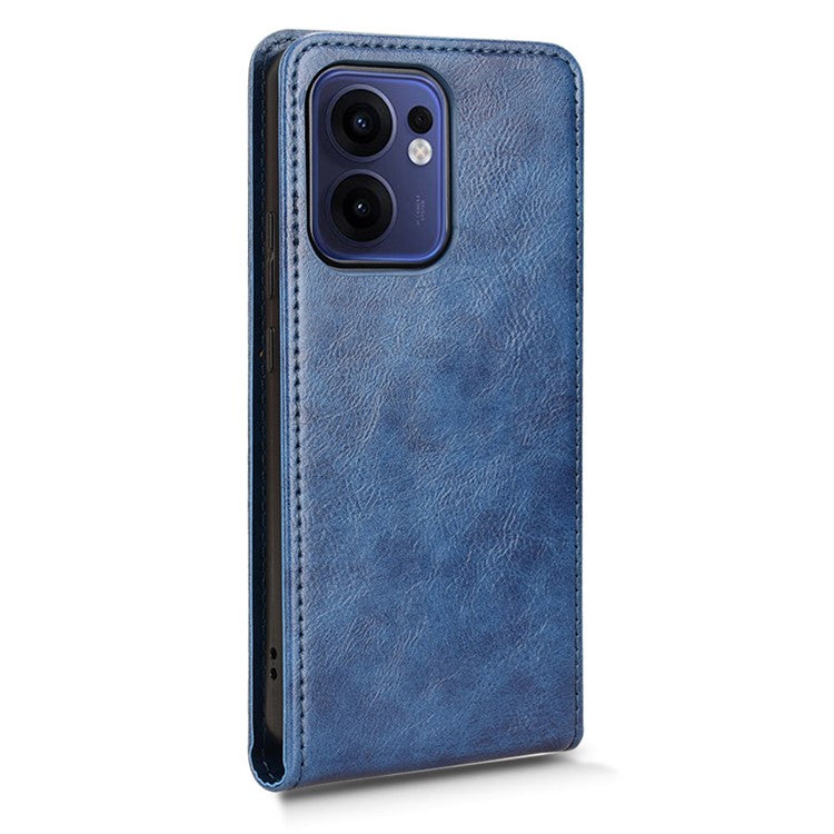 For Oppo Reno13 F 5G Case with Card Slot Magnetic Vertical Flip Leather Phone Cover - Dark Blue