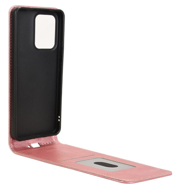 For Oppo Reno13 F 5G Case with Card Slot Magnetic Vertical Flip Leather Phone Cover - Rose Gold
