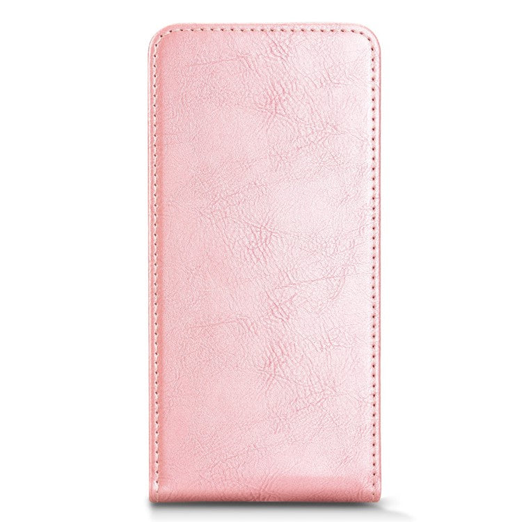 For Oppo Reno13 F 5G Case with Card Slot Magnetic Vertical Flip Leather Phone Cover - Rose Gold