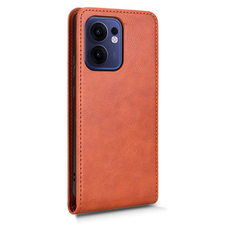 For Oppo Reno13 F 5G Case with Card Slot Magnetic Vertical Flip Leather Phone Cover - Orange