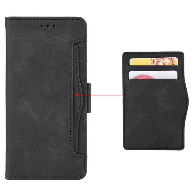 Anti-drop Cell Phone Cover For Google Pixel 7 Pro 5G, Multiple Card Slots PU Leather Wallet Case Dual Magnetic Clasp Phone Shell with Stand - Black