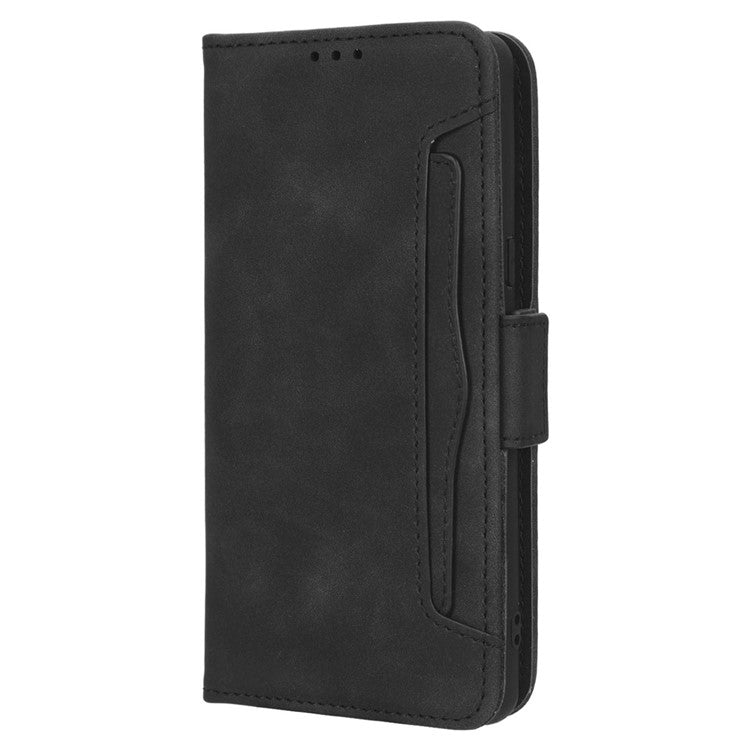 Anti-drop Cell Phone Cover For Google Pixel 7 Pro 5G, Multiple Card Slots PU Leather Wallet Case Dual Magnetic Clasp Phone Shell with Stand - Black