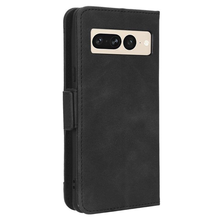 Anti-drop Cell Phone Cover For Google Pixel 7 Pro 5G, Multiple Card Slots PU Leather Wallet Case Dual Magnetic Clasp Phone Shell with Stand - Black