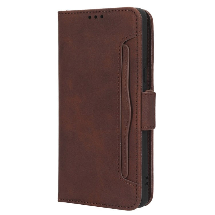 Anti-drop Cell Phone Cover For Google Pixel 7 Pro 5G, Multiple Card Slots PU Leather Wallet Case Dual Magnetic Clasp Phone Shell with Stand - Brown