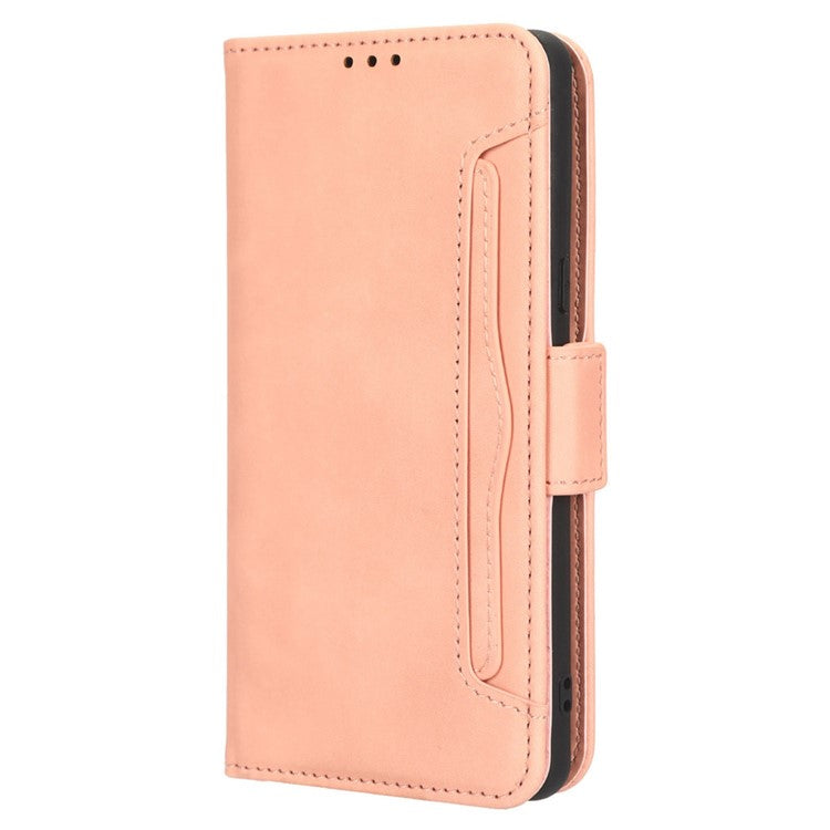 Anti-drop Cell Phone Cover For Google Pixel 7 Pro 5G, Multiple Card Slots PU Leather Wallet Case Dual Magnetic Clasp Phone Shell with Stand - Pink