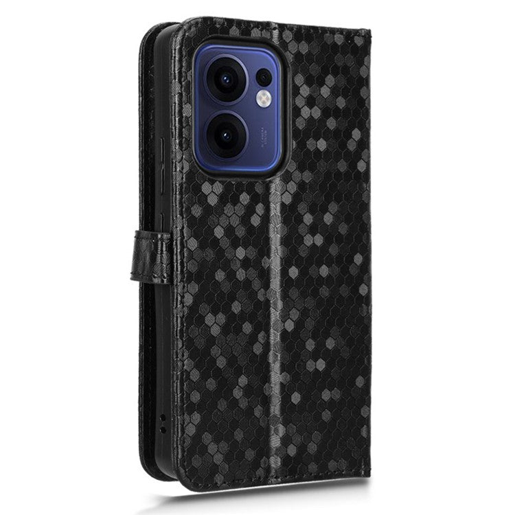 For Oppo Reno13 F 5G Wallet Case Dot Pattern Imprint PU Leather Phone Cover - Black