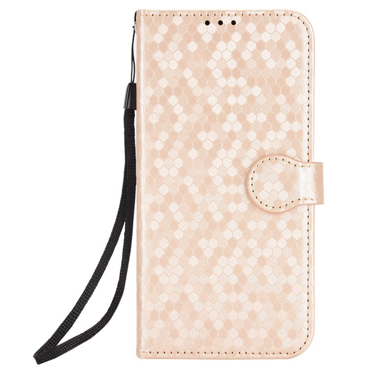 For Oppo Reno13 F 5G Wallet Case Dot Pattern Imprint PU Leather Phone Cover - Rose Gold