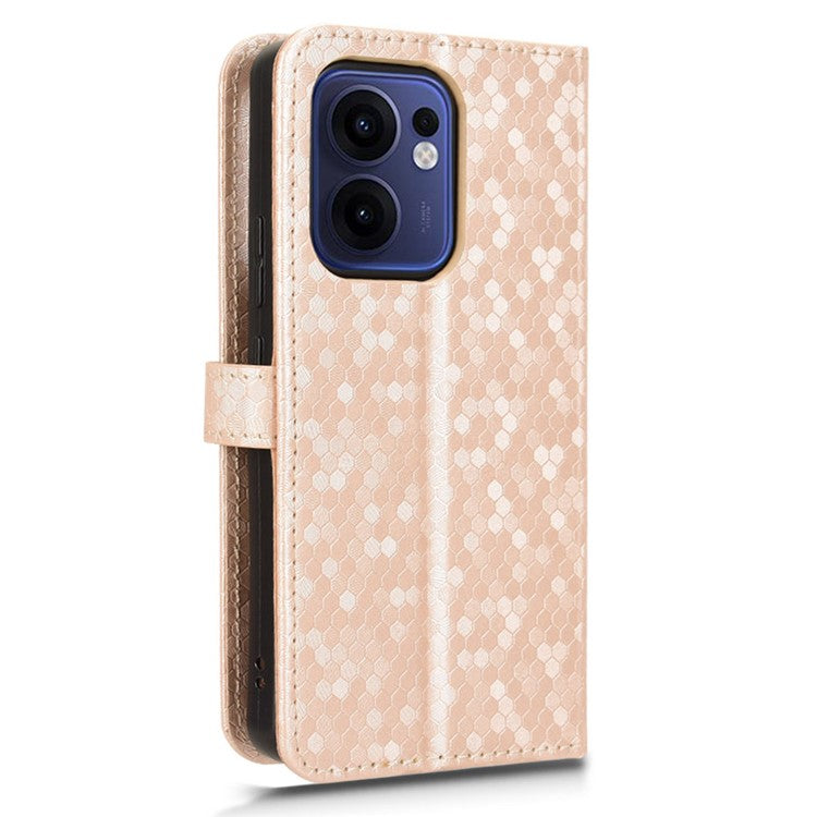 For Oppo Reno13 F 5G Wallet Case Dot Pattern Imprint PU Leather Phone Cover - Rose Gold