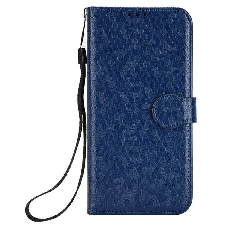 For Oppo Reno13 F 5G Wallet Case Dot Pattern Imprint PU Leather Phone Cover - Dark Blue