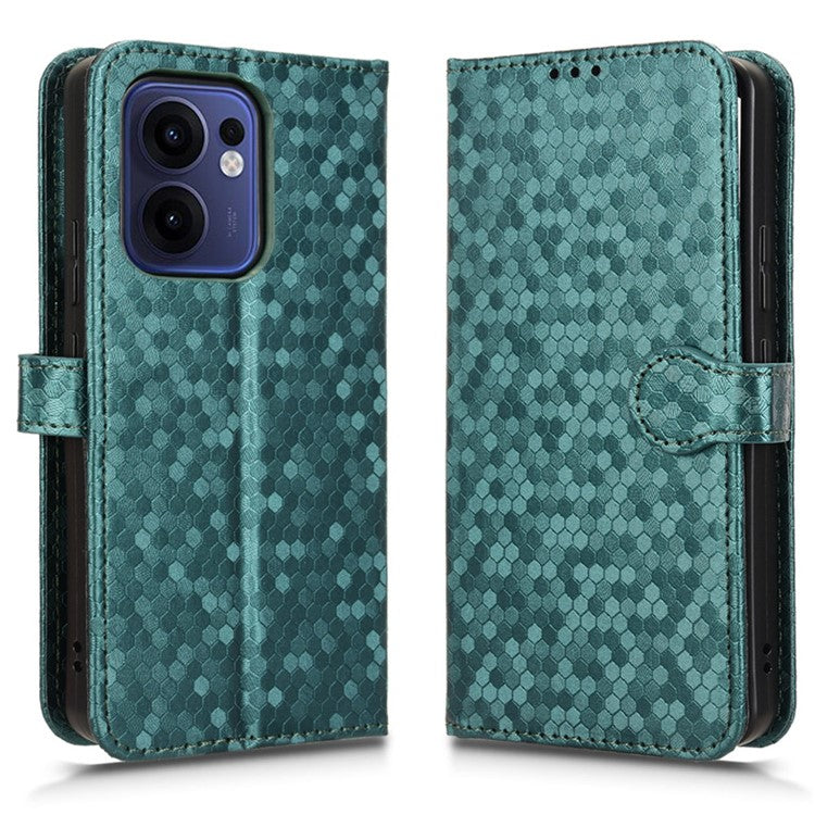 For Oppo Reno13 F 5G Wallet Case Dot Pattern Imprint PU Leather Phone Cover - Green