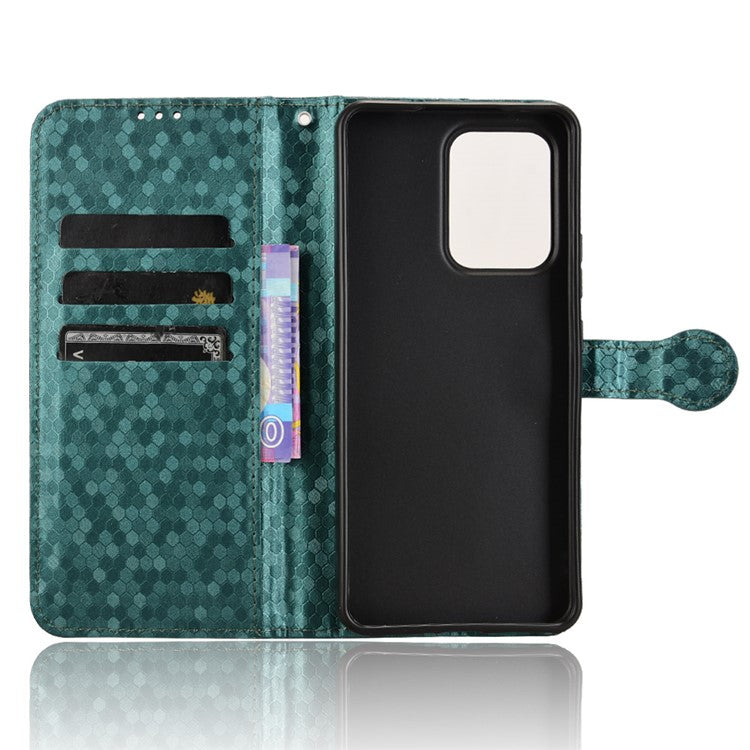 For Oppo Reno13 F 5G Wallet Case Dot Pattern Imprint PU Leather Phone Cover - Green