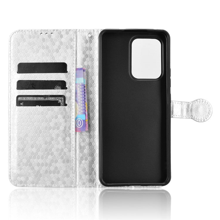 For Oppo Reno13 F 5G Wallet Case Dot Pattern Imprint PU Leather Phone Cover - Silver