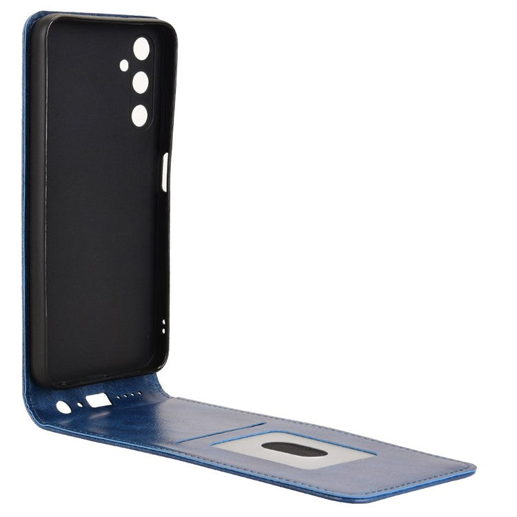 For Samsung Galaxy M14 4G / A05s 4G Case with Card Slot Magnetic Vertical Flip Leather Phone Cover - Dark Blue