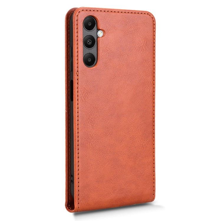 For Samsung Galaxy M14 4G / A05s 4G Case with Card Slot Magnetic Vertical Flip Leather Phone Cover - Orange