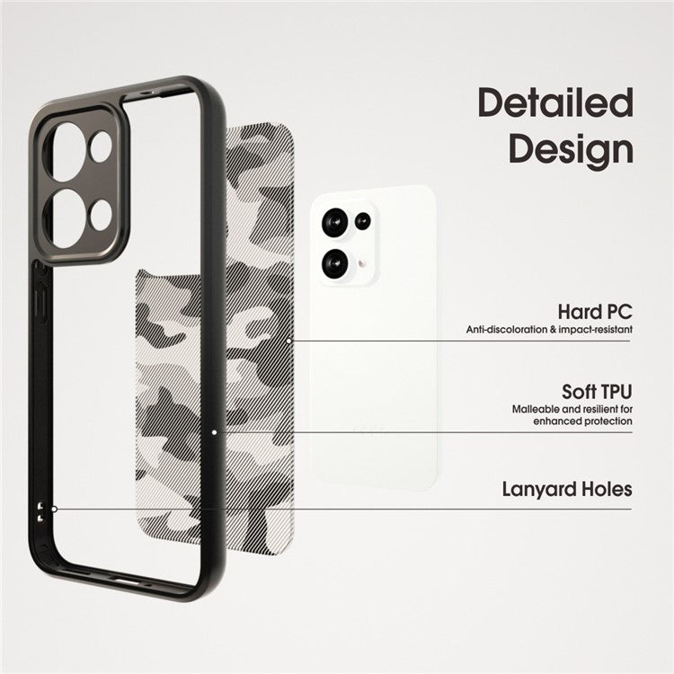 IBMRS For Oppo Reno13 5G (Global) Case TPU + PC Heavy Duty Shockproof Phone Cover Camera Protection - Transparent Black