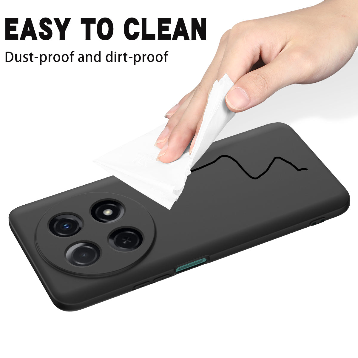 For Huawei nova 13i Liquid Silicone Case Phone Back Cover with Hand Strap - Black