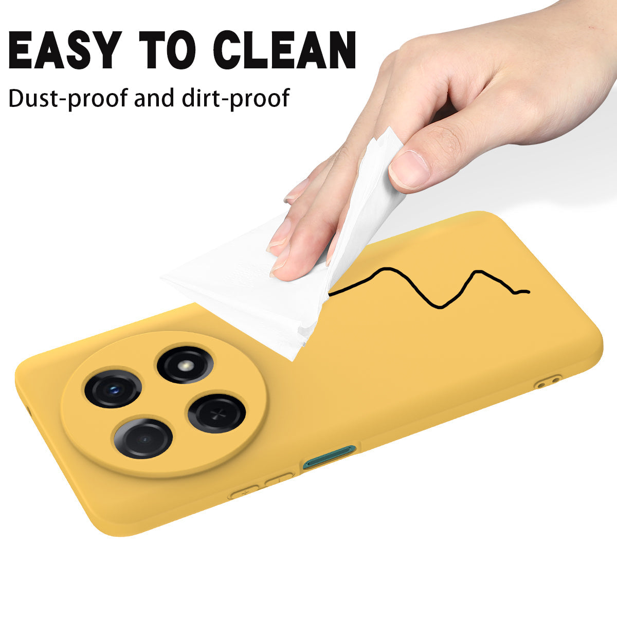 For Huawei nova 13i Liquid Silicone Case Phone Back Cover with Hand Strap - Yellow