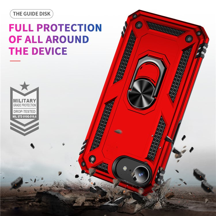 For iPhone 16e Case PC + TPU Phone Cover with Kickstand - Red