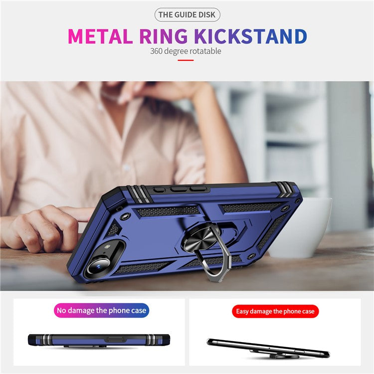 For iPhone 16e Case PC + TPU Phone Cover with Kickstand - Blue