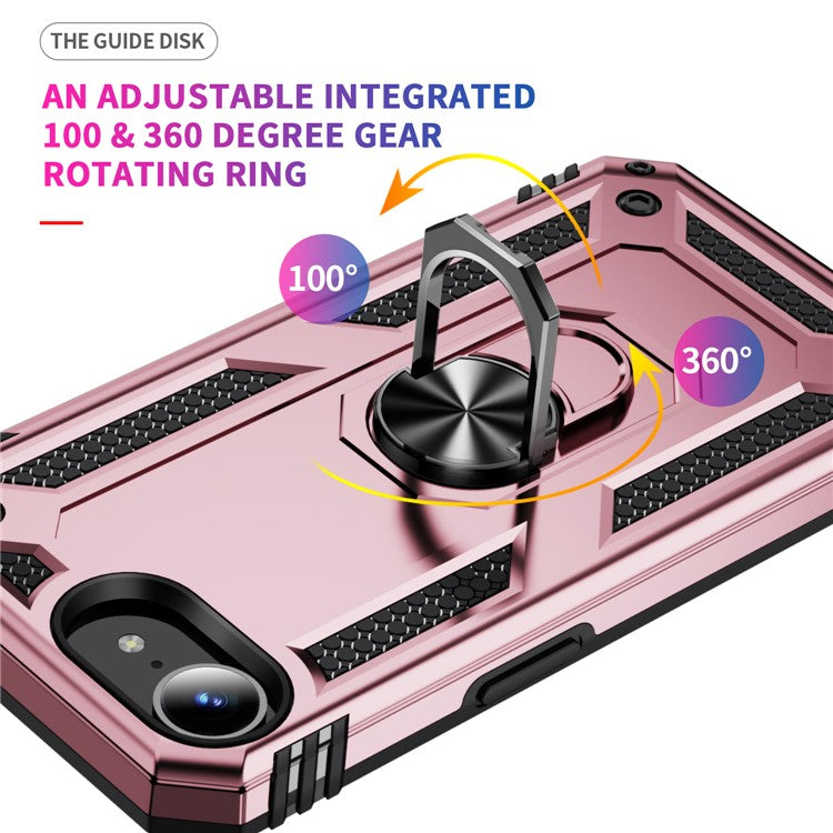 For iPhone 16e Case PC + TPU Phone Cover with Kickstand - Rose Gold