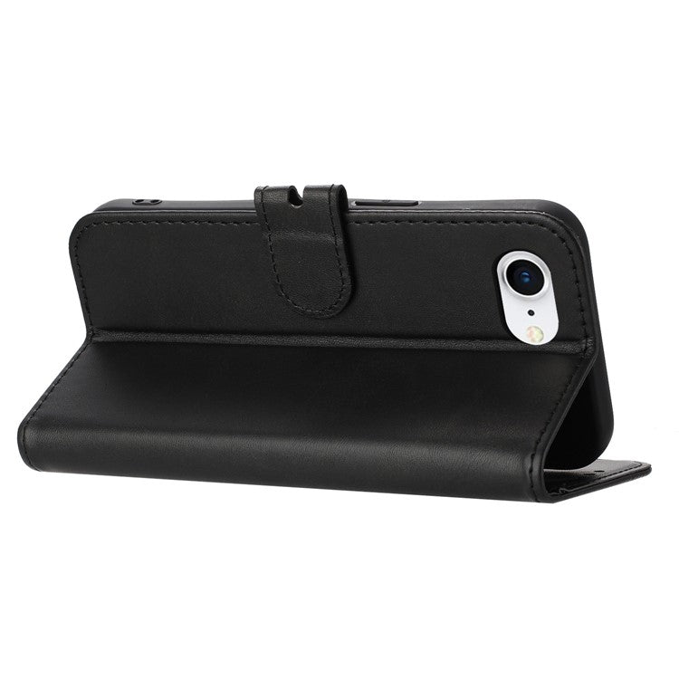 For iPhone 16e Case Happy Cat Pattern Imprinted Leather Wallet Phone Cover - Black