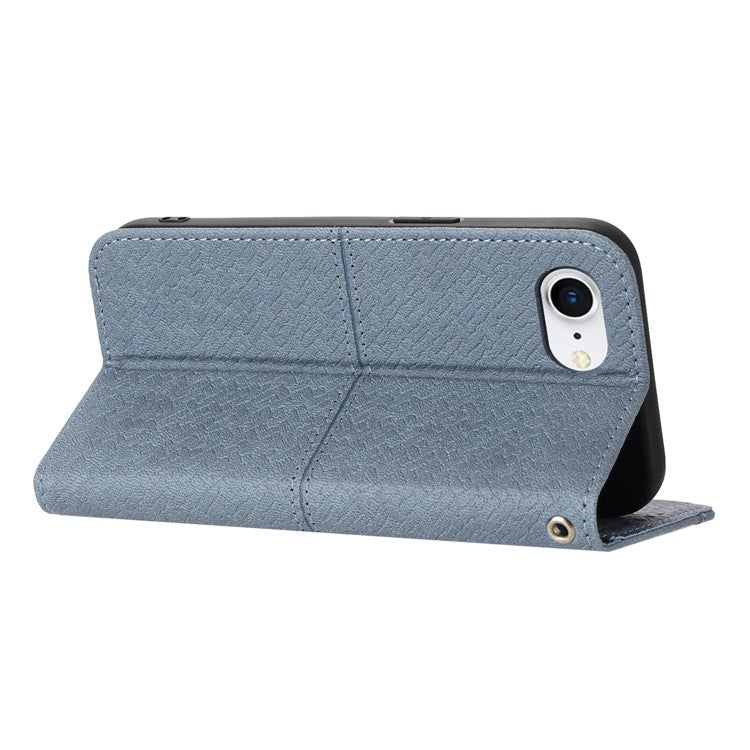 For iPhone 16e Case Woven Texture PU Leather Wallet Phone Cover - Grey