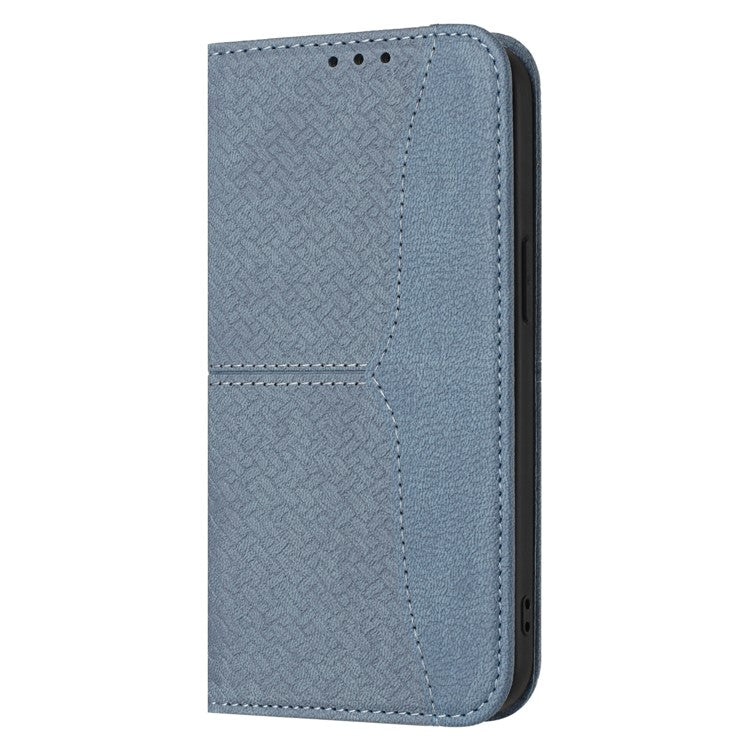 For iPhone 16e Case Woven Texture PU Leather Wallet Phone Cover - Grey